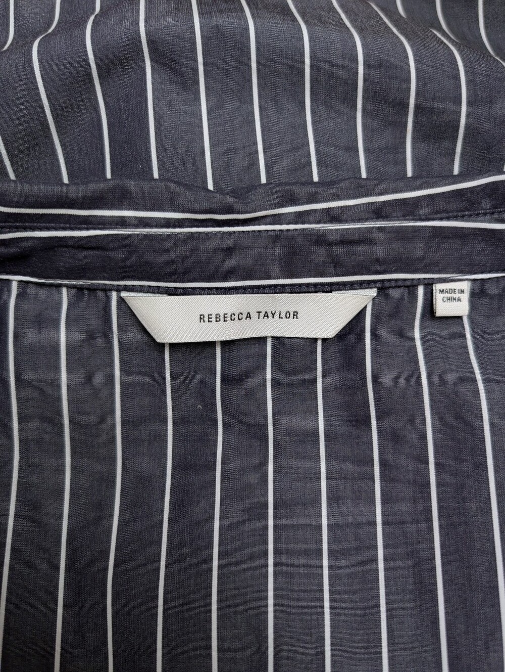 Rebecca Taylor Isla Stripe Poplin Shirt in Navy Stripe - Picture 7 of 8